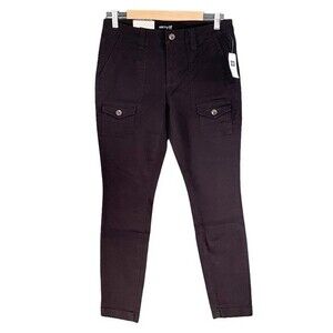 NWT GAP Pants Black Cargo Pocket Slim Khaki Straight Leg Chinos Women’s Size 4